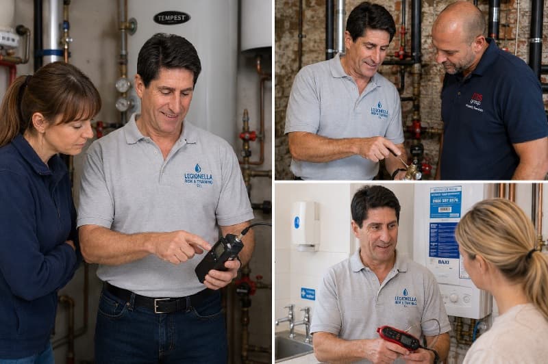 Inspection of hot water system during Legionella responsible person training